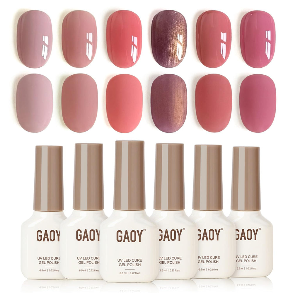 GAOY Cameo Pink gel nail polish bottle for glossy, long-lasting color.