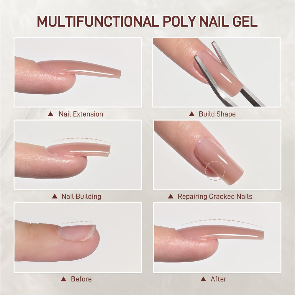 GAOY Crystal Poly Gel with dual forms for precise nail sculpting.