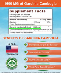 Front of Garcinia Cambogia 1600 mg bottle packaging