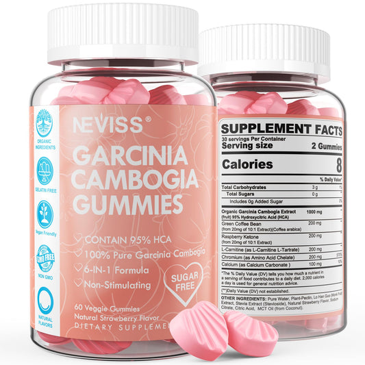 Bottle of sugar free Garcinia Cambogia gummies - strawberry flavor, 60-count