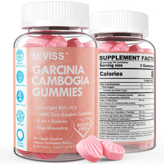 Bottle of sugar free Garcinia Cambogia gummies - strawberry flavor, 60-count