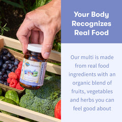 Garden of Life organic vegan ingredients powering wholesome multivitamin nutrition.