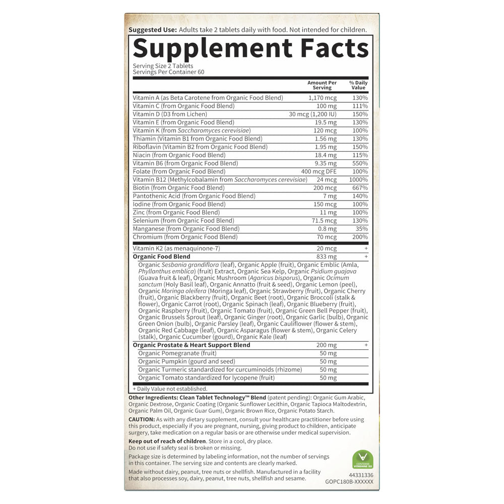 Close-up of nutrition facts and organic certifications