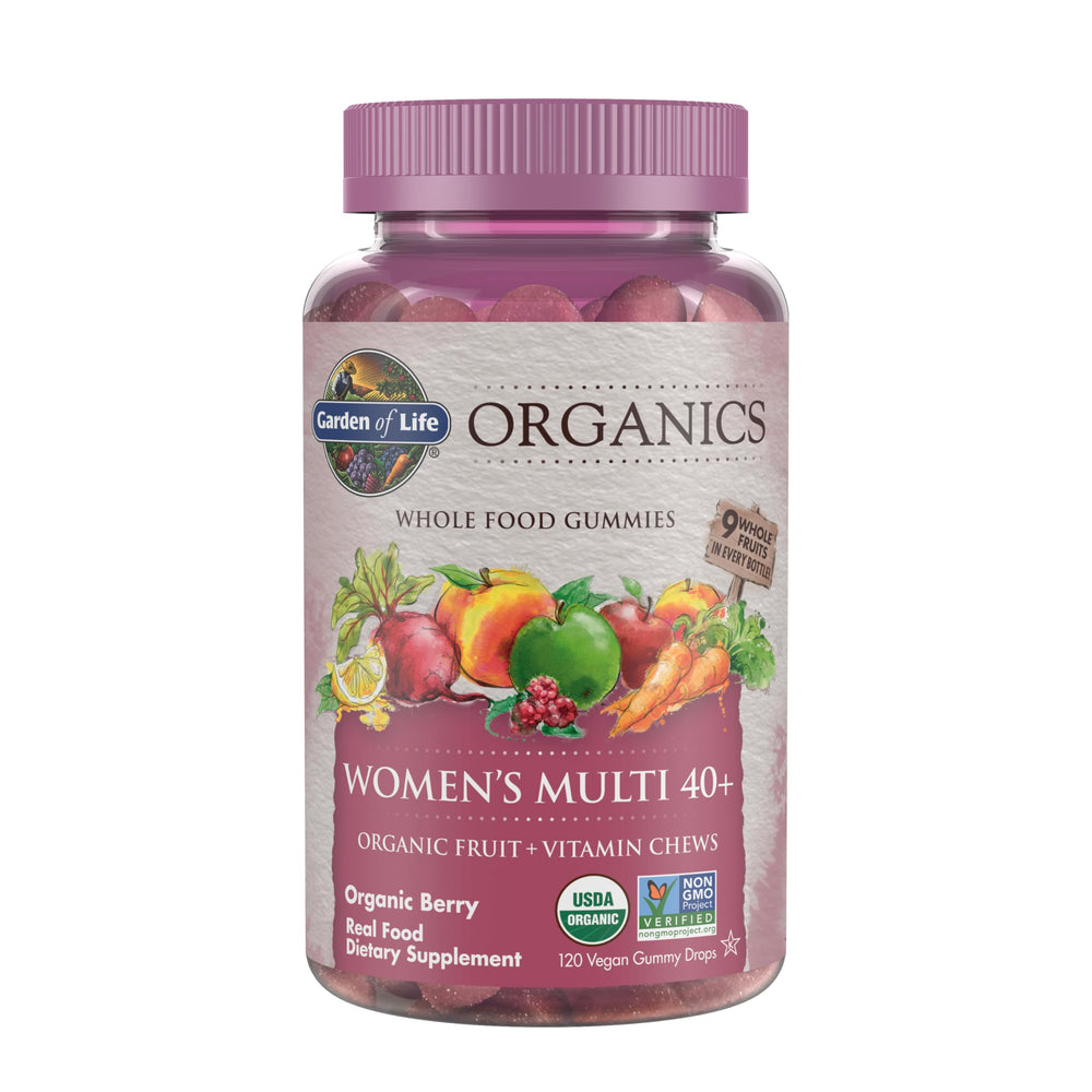 Bottle of Garden of Life Organics Women 40+ Gummies Berry flavor