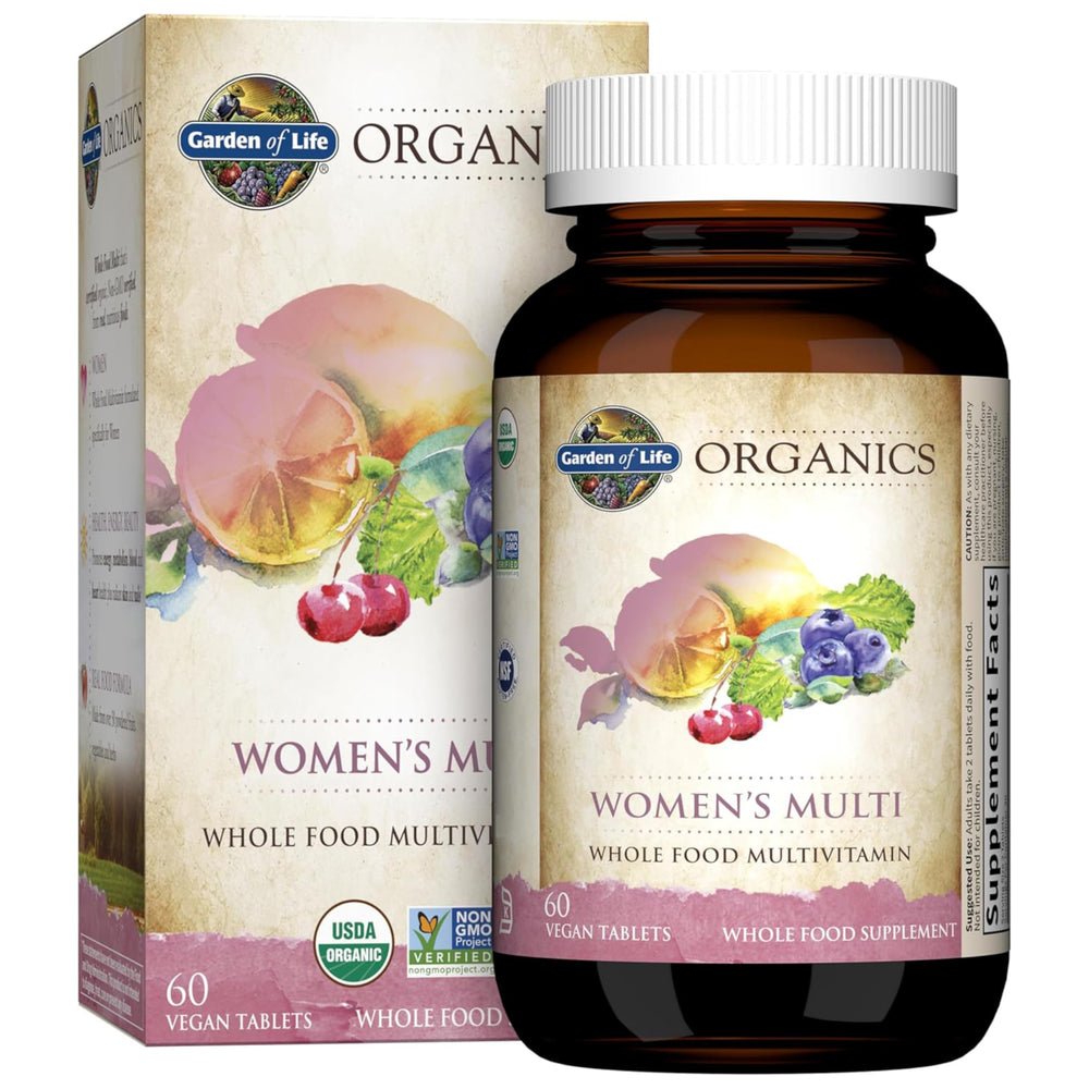 Garden of Life Organics Women's Multivitamin bottle with two tablets