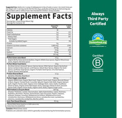 Nutrition label showing 45 phytonutrient-dense superfoods and 12 sprouted ingredients