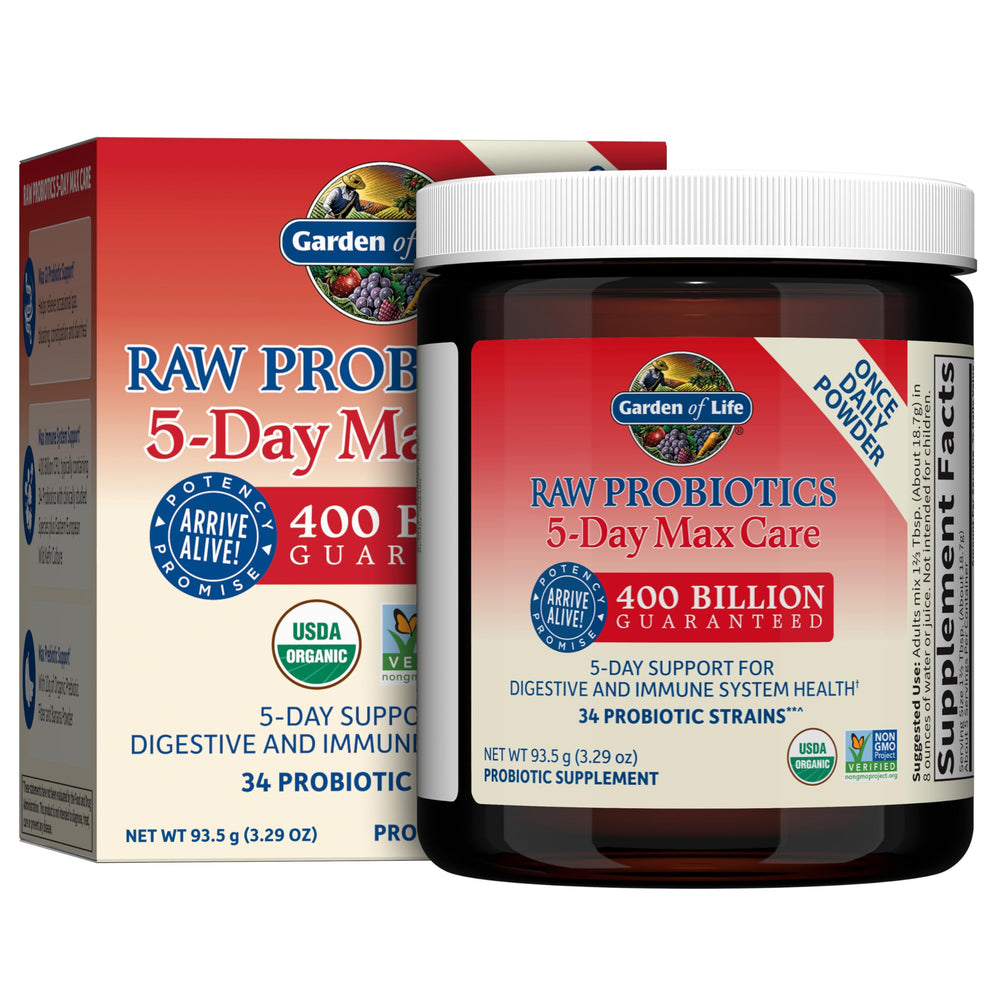 Garden of Life Organic Probiotic Powder Banana bottle label