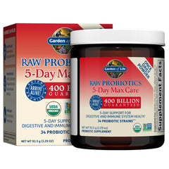 Garden of Life Organic Probiotic Powder Banana bottle label