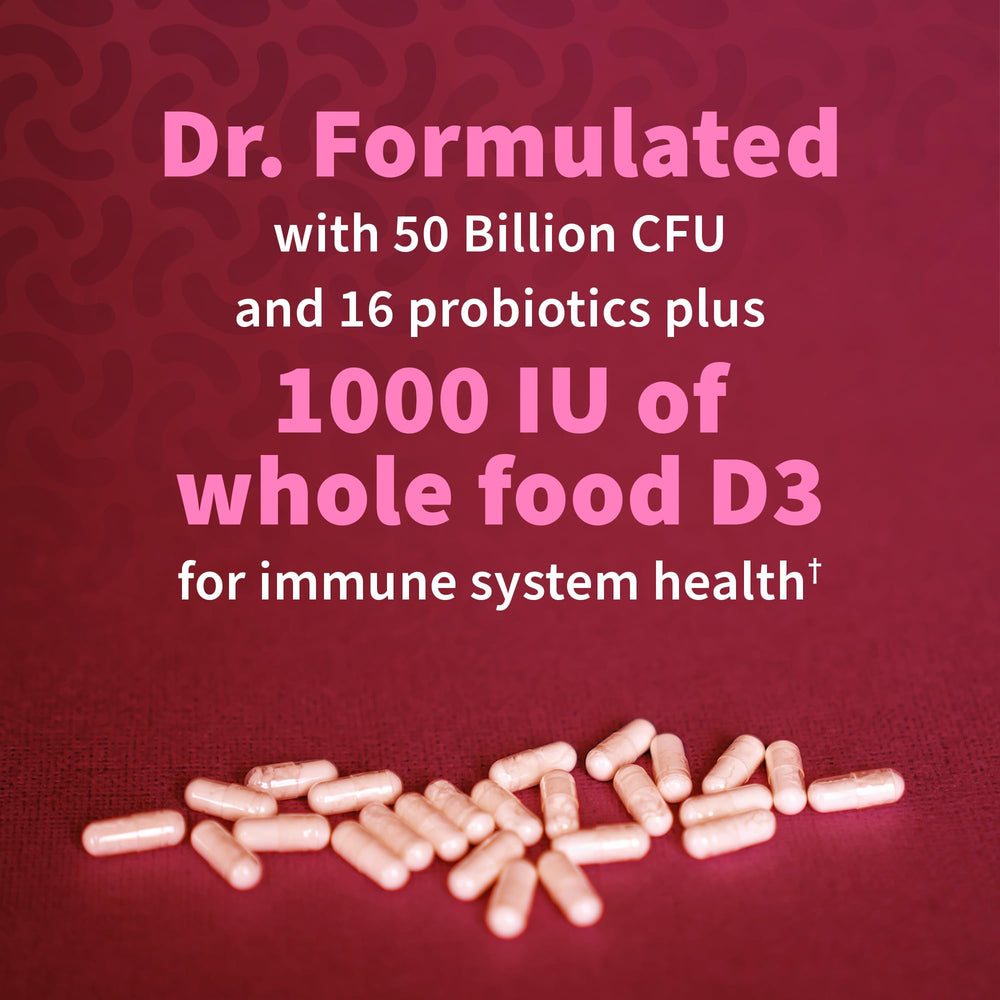 Vitamin D3 symbol with probiotic imagery
