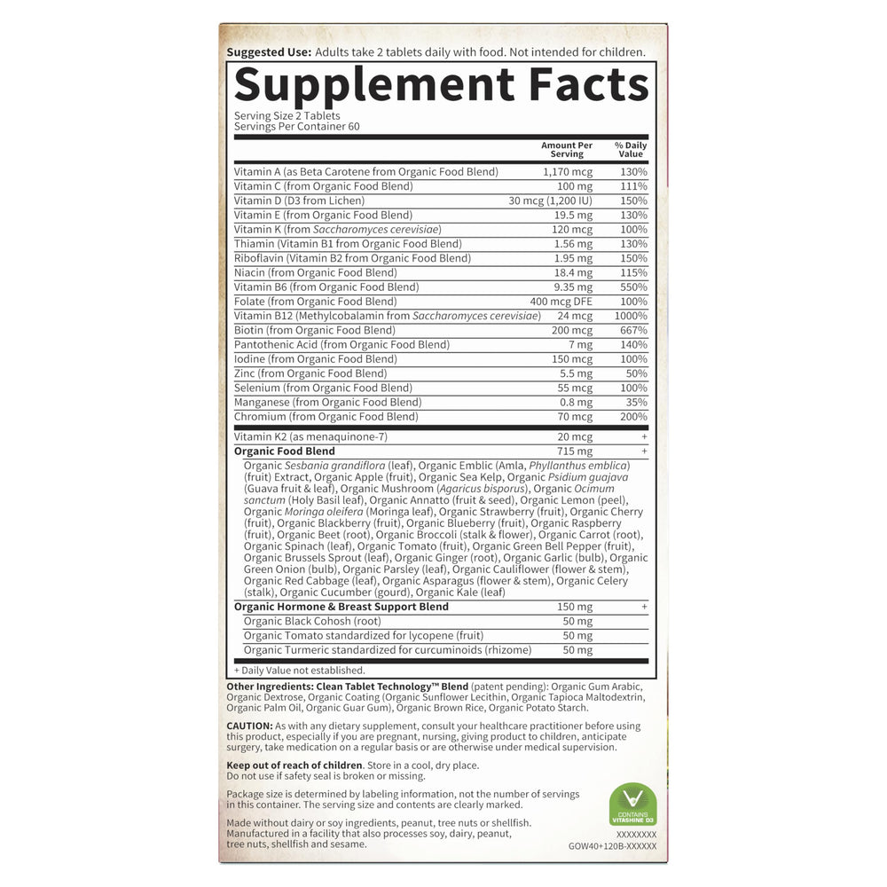 Garden of Life Women 40 Plus taken with meals for easy daily routine.