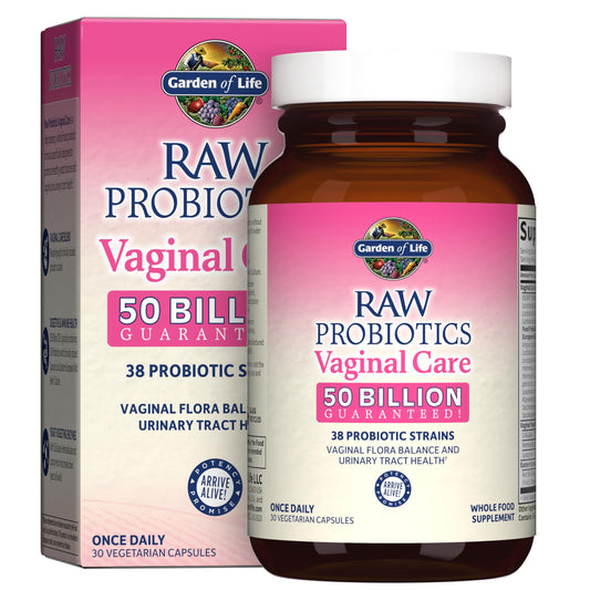 Product bottle of Garden of Life Women's Vaginal Care probiotic with acidophilus