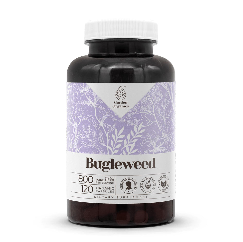 Garden Organics Bugleweed 120 Capsules bottle on white background