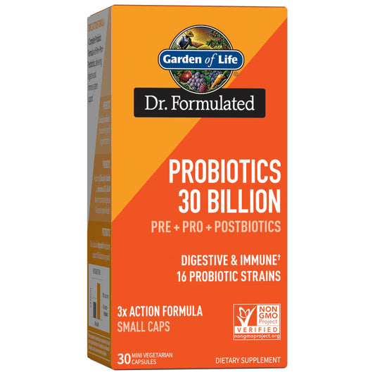 Front view of Garden of Life Dr Formulated Probiotics bottle