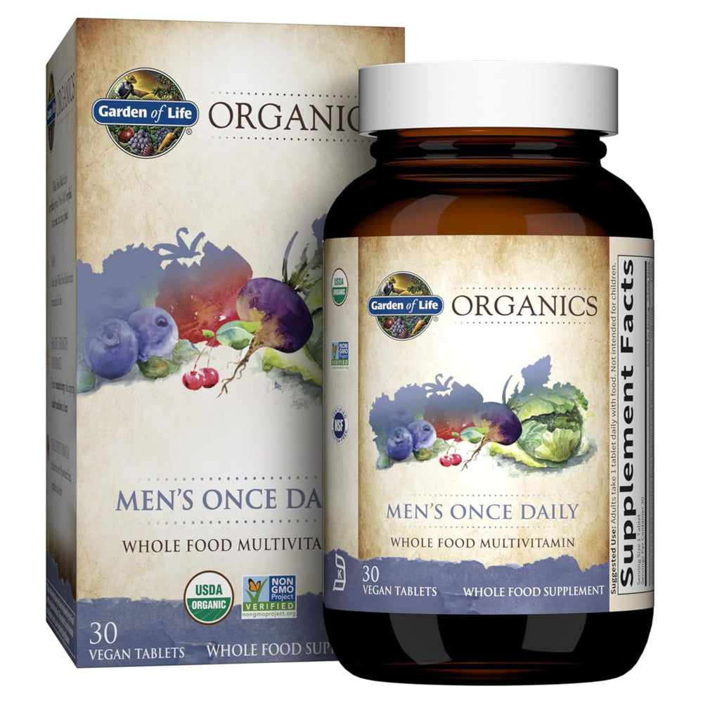 Bottle of Garden of Life Organics Men's Once Daily Multivitamin
