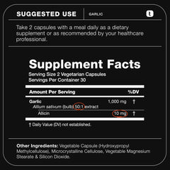 Wellness and daily vitality garlic supplement in capsule form