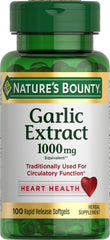 Nature's Bounty Garlic Extract 1000 mg rapid-release softgels bottle