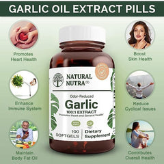 Illustration of odorless garlic oil softgels