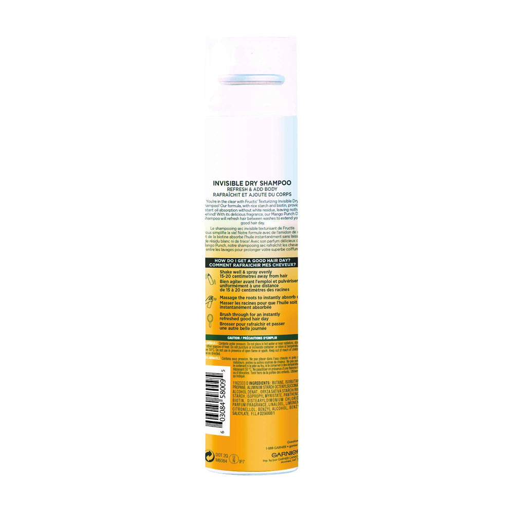 Garnier Fructis Mango Punch dry shampoo after use hair looks lightweight.