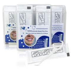 Individually wrapped floss picks in recycled paper packaging for on-the-go use