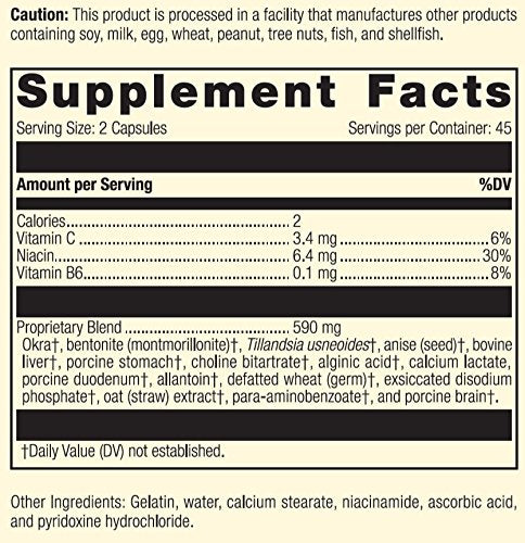 Label highlights vitamins C, Niacin, and Vitamin B6