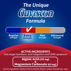 Gaviscon Extra Strength Peppermint foamtabs application demonstrates immediate chew action.