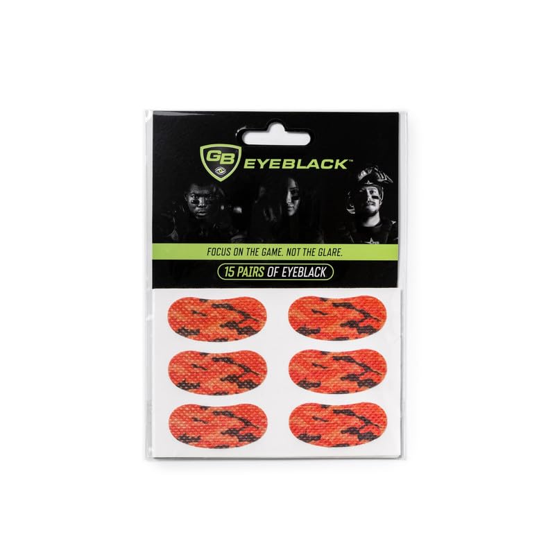 GB Eyeblack orange camo strip pack for quick, clean game-day use.