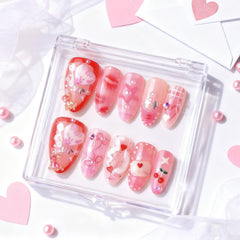 GCSQW 3D heart and bow designs enhance nail art for special occasions