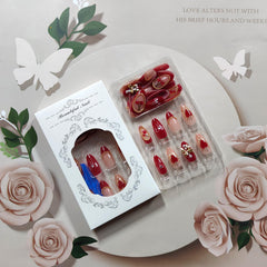 GCSQW nails with pearl rhinestones for luxe finish.