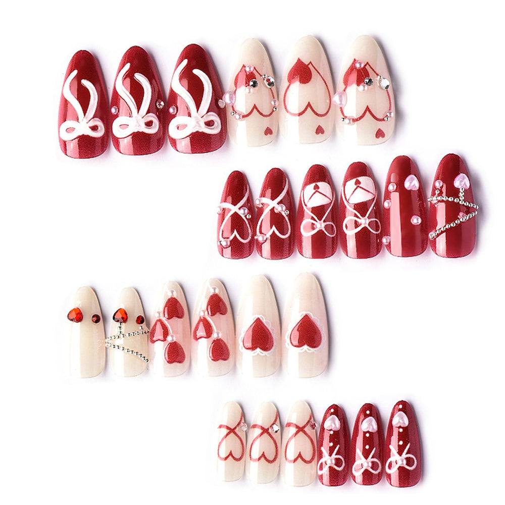 GCSQW Valentines nails with 3D heart bow for festive flair