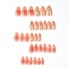 GCSQW Medium almond nail tips with pink rose and pearl accents for special occasions