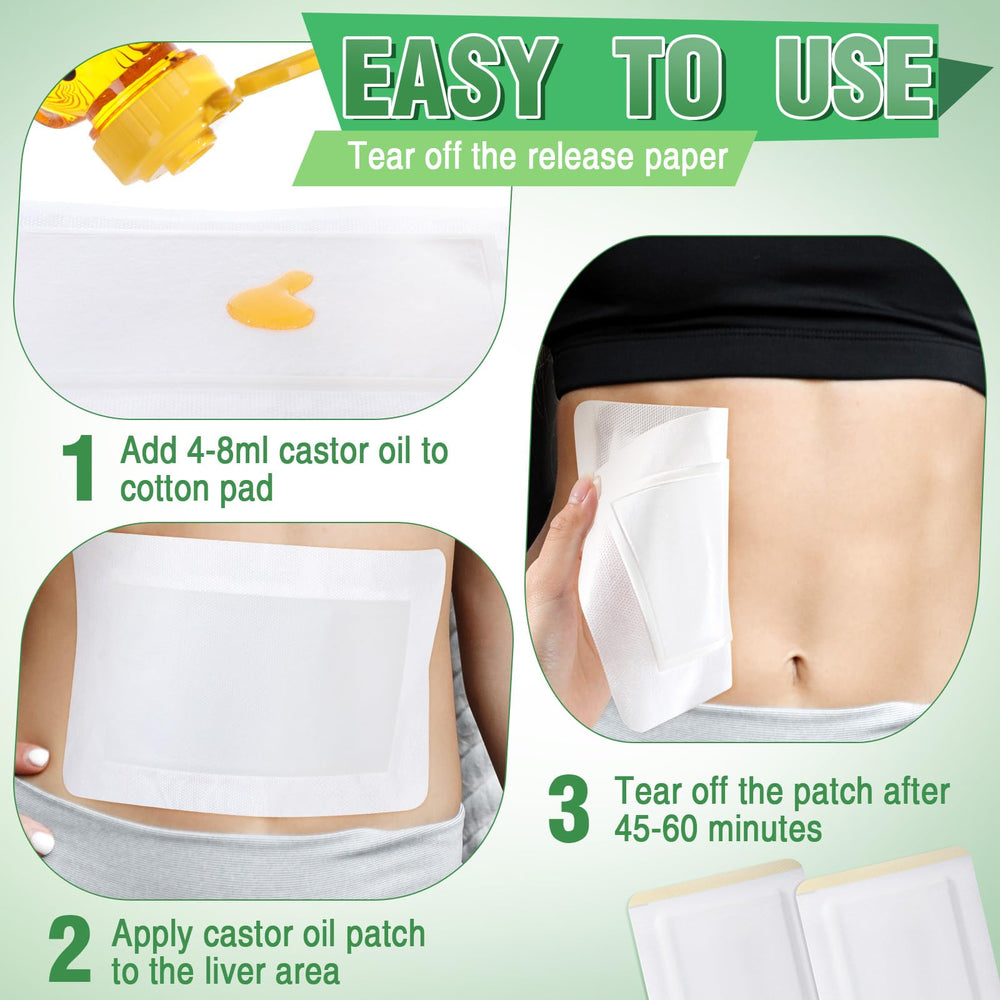 Pack of 50 skin color castor oil patches for therapy