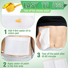 Pack of 50 skin color castor oil patches for therapy
