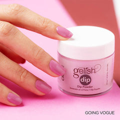 Gelish Going Vogue dip powder used without light for long-lasting color.