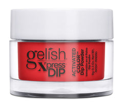 Gelish Xpress Tiger Blossom orange nail dip powder bottle close-up for vibrant color.