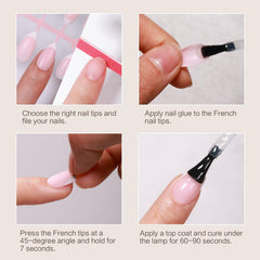 No filing needed; tips are pre-colored and ready to apply.