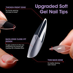 GELLEN soft-gel almond tips offering flexible wear and quick recovery.