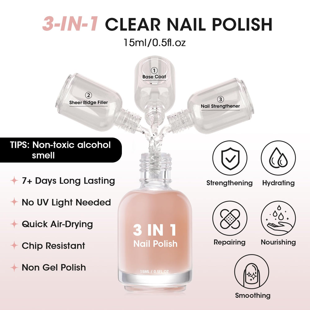 GELLEN Base Coat Nail Strengthener with subtle nude tint improves smoothness and resilience.
