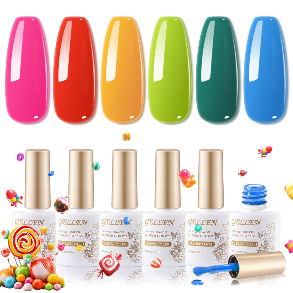 GELLEN gel nail polish kit six color display for easy at home manicures