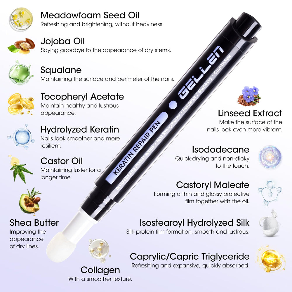 Gellen Keratin Repair Pen sponge-tip demonstrates easy, precise application.