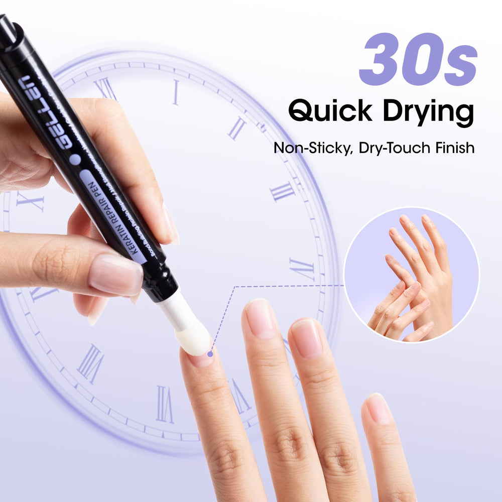 Gellen Meadowfoam oil formula smooths the nail surface.