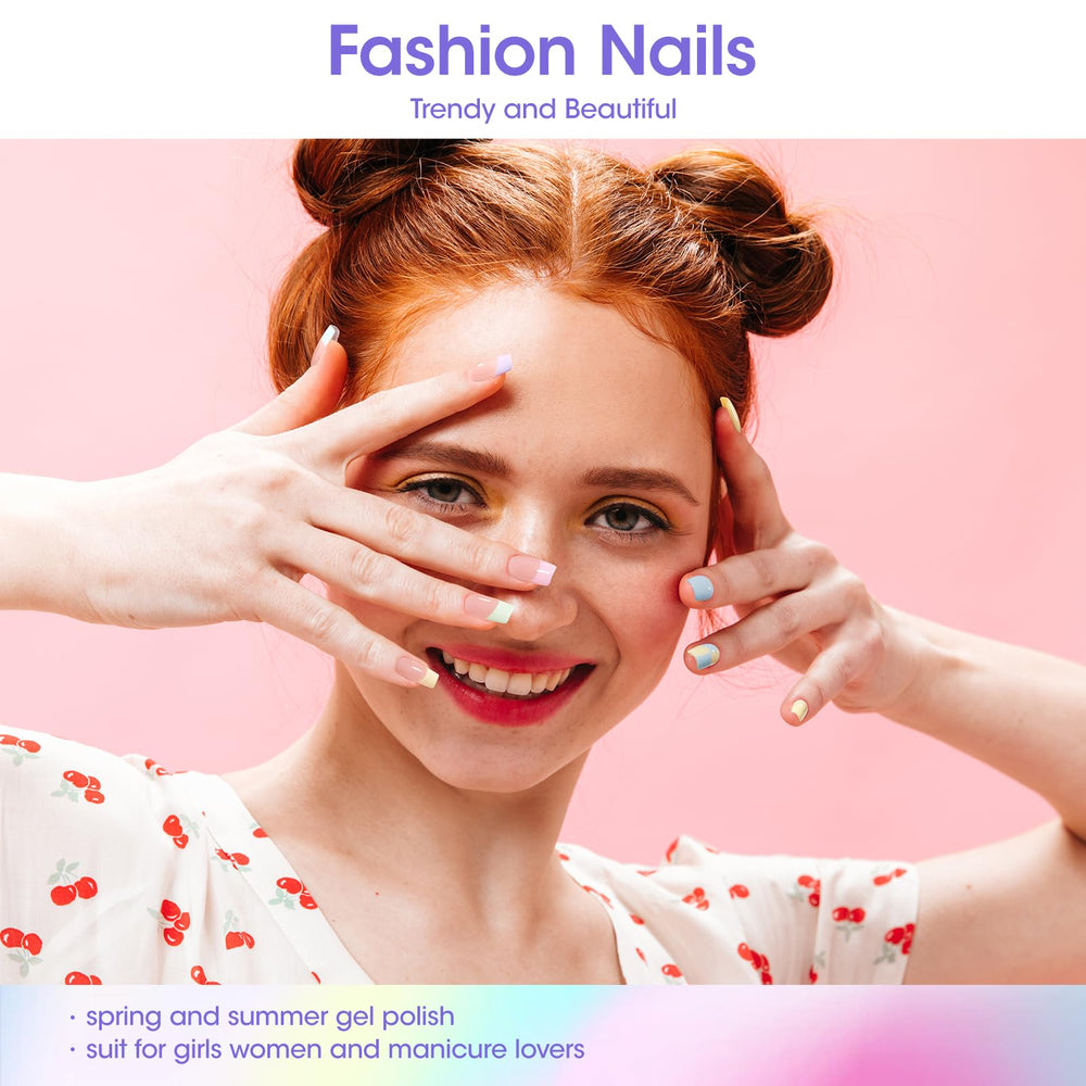 Hands with GELLEN pastel gel nails showcasing everyday style.