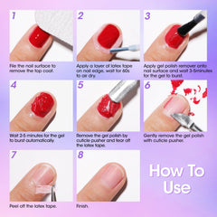 Peel-off latex tape protecting cuticle during polish work.