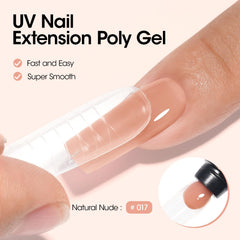 Smooth brush application with GELLEN poly gel for even, professional-looking nails.