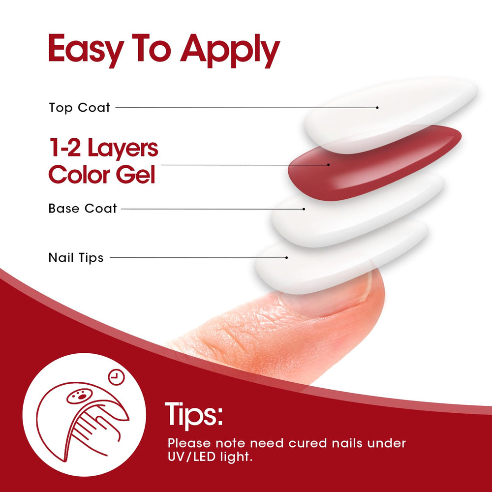 GELLEN red jelly gel nails on hands with rose pink tone for date night.