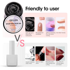 Gellen solid nail glue applied on tips for easy press-on results