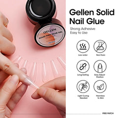 Gellen solid nail glue crystal-clear appearance highlighting natural shine