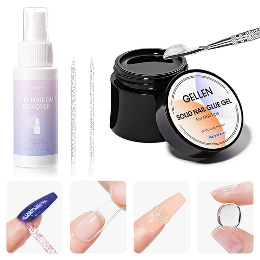 GELLEN solid nail glue gel close-up shows strong adhesion for tips