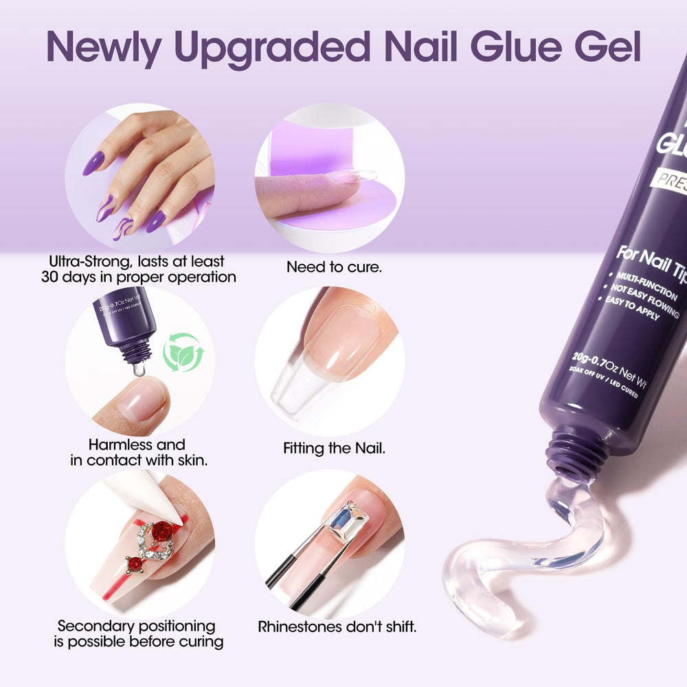 GELLEN UV nail glue delivers fast 60-second set and secure bond.