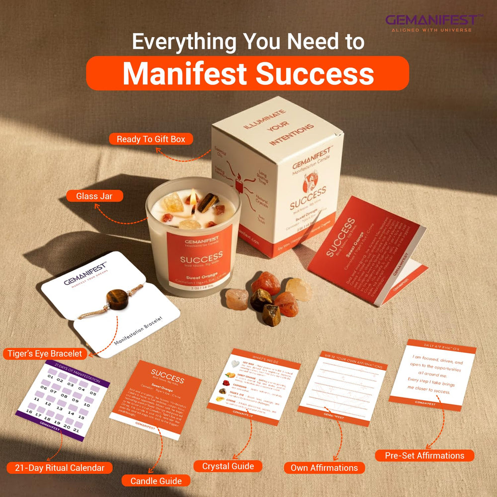 Gemanifest manifestation candle with Citrine glow signaling abundance and optimism