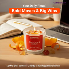 Gemanifest candle orange wax and aroma delivering uplifting citrus energy
